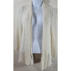 Moth Anthropologie Cream Open Knit Cardigan XS Lightweight Soft Stretch Comfy